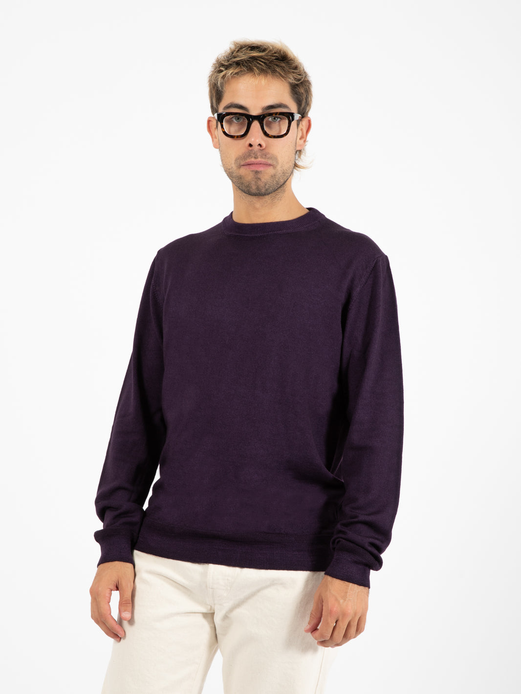 Maglia a girocollo old viola