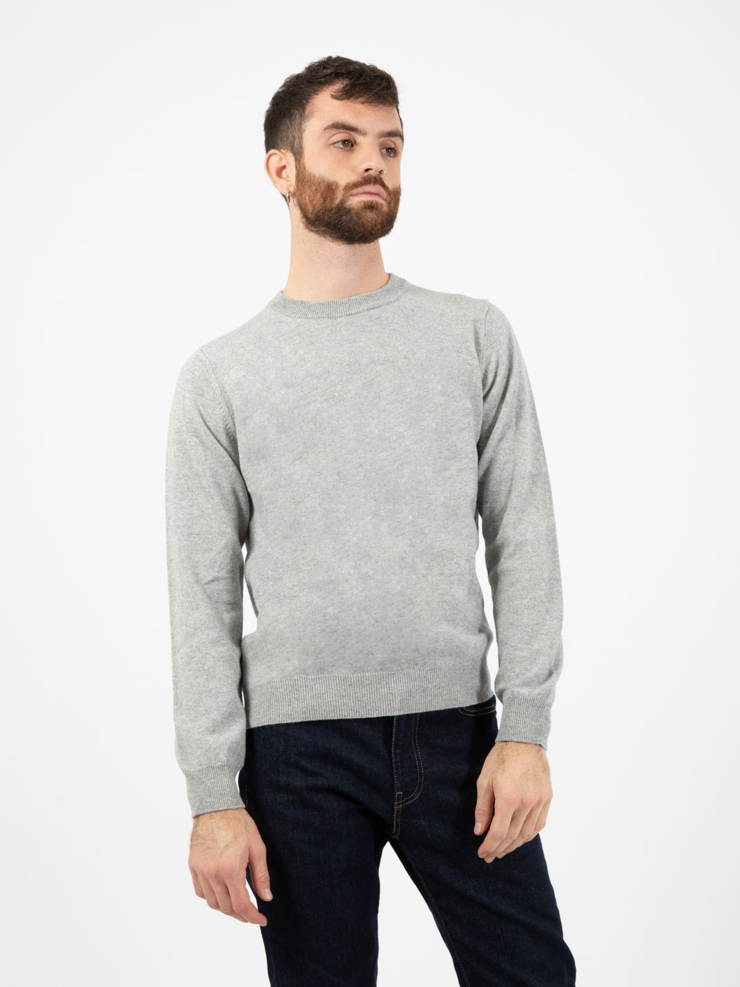 Maglione basico girocollo grigio medio