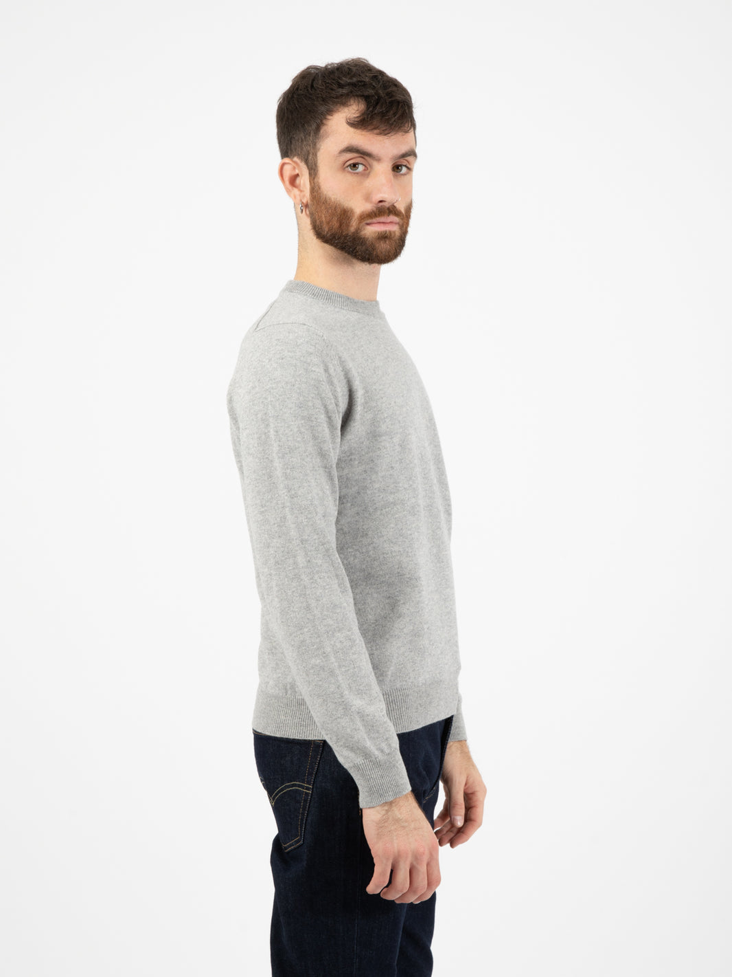 Maglione basico girocollo grigio medio