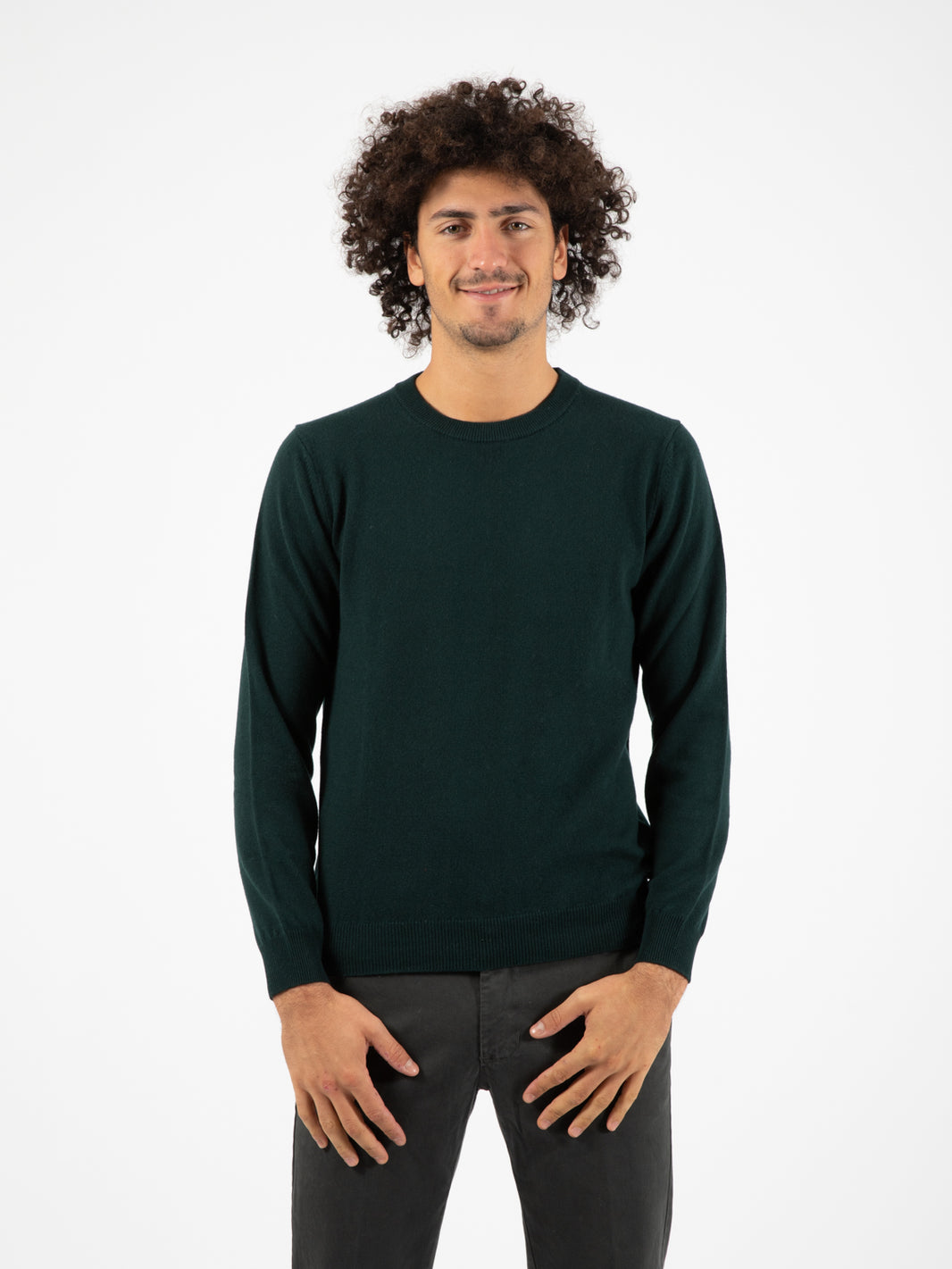Maglione basico girocollo verde scuro