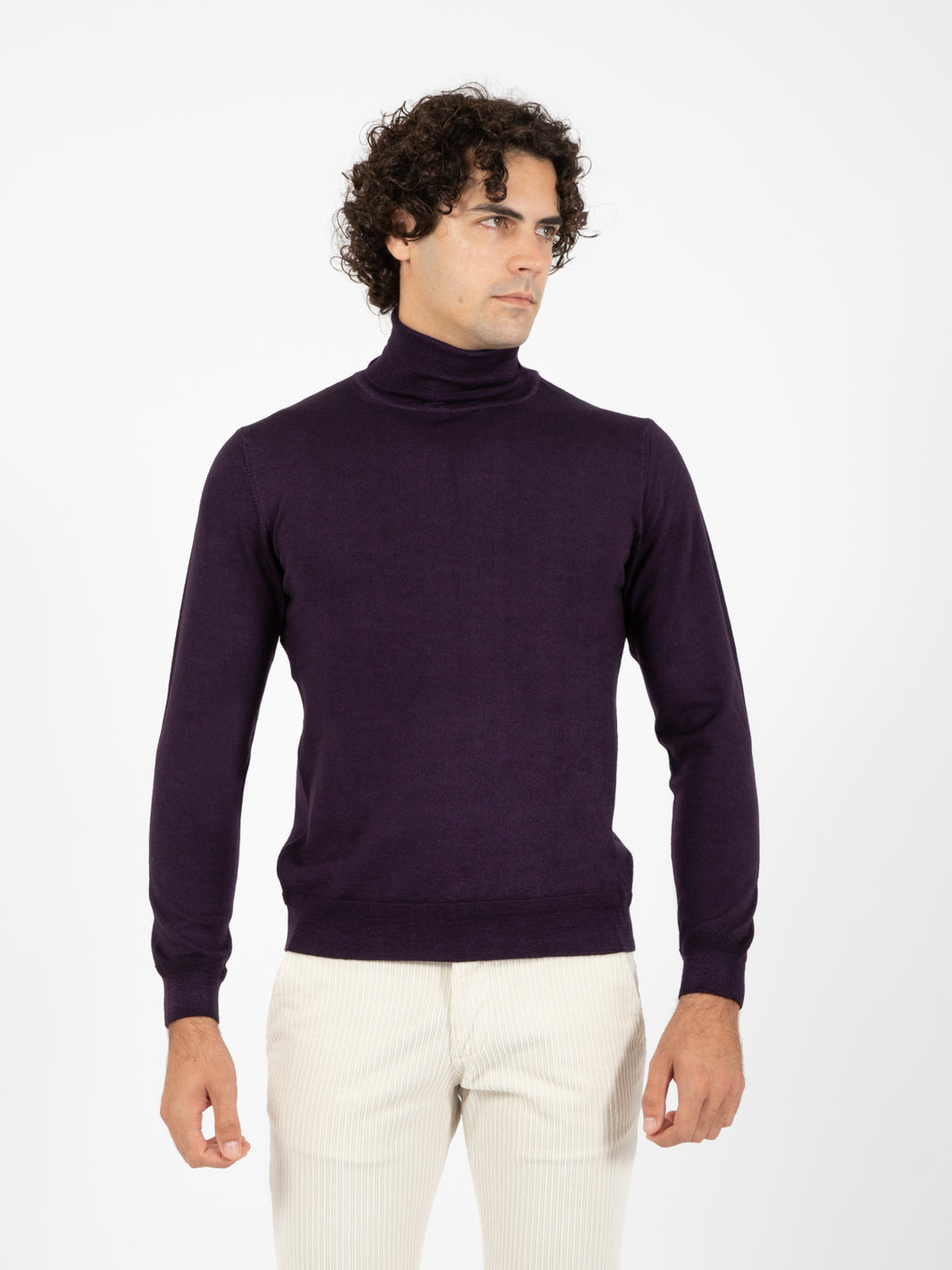 Maglione dolcevita old viola