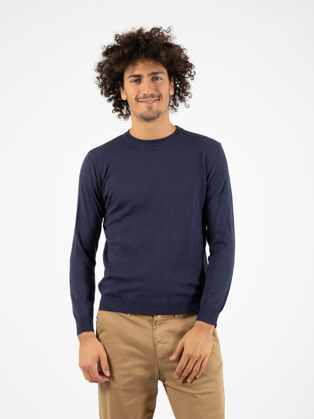 Maglione girocollo basic blu scuro