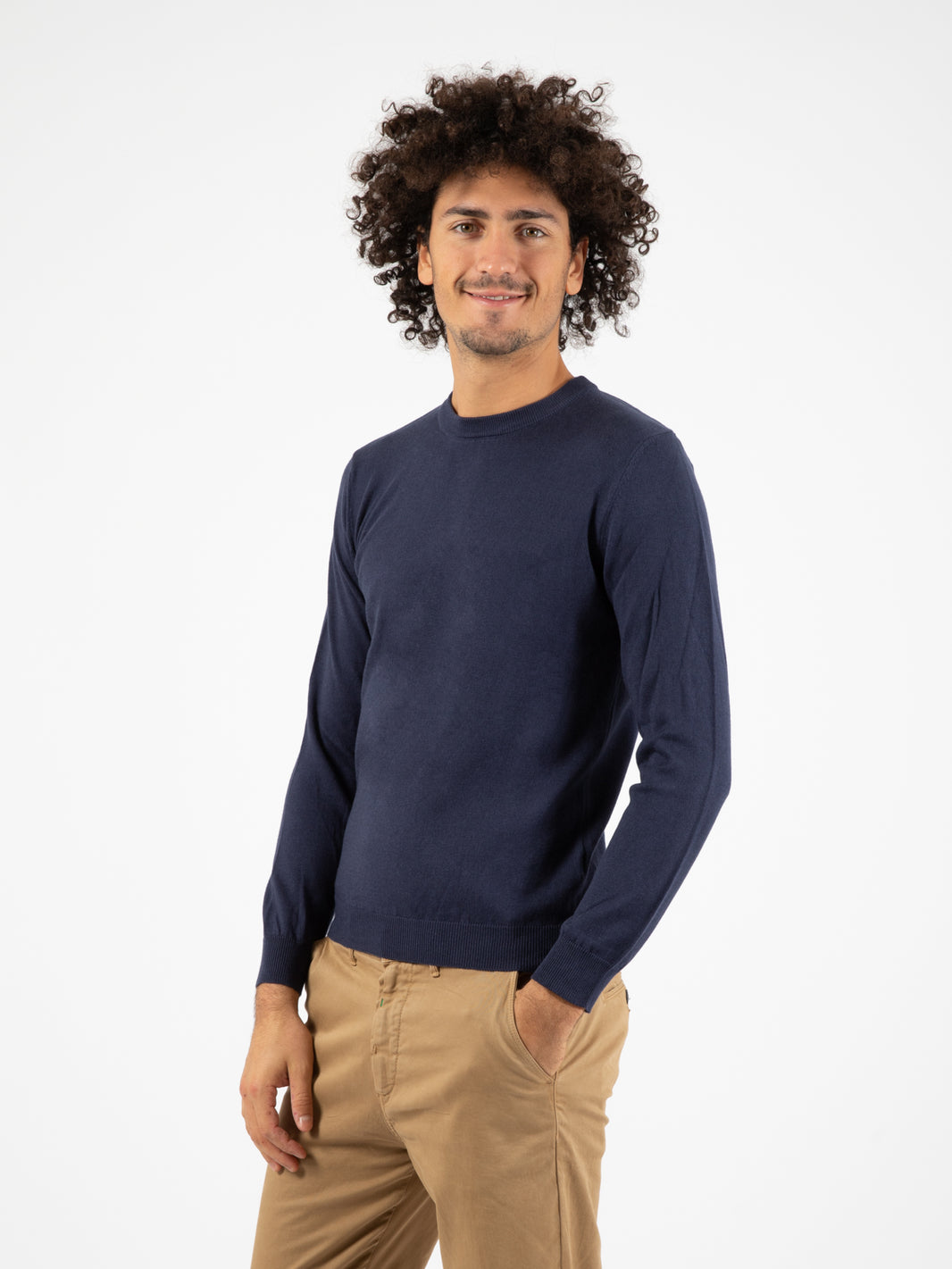 Maglione girocollo basic blu scuro