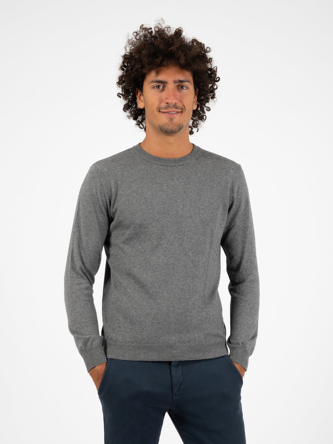 Maglione girocollo basic grigio flanella