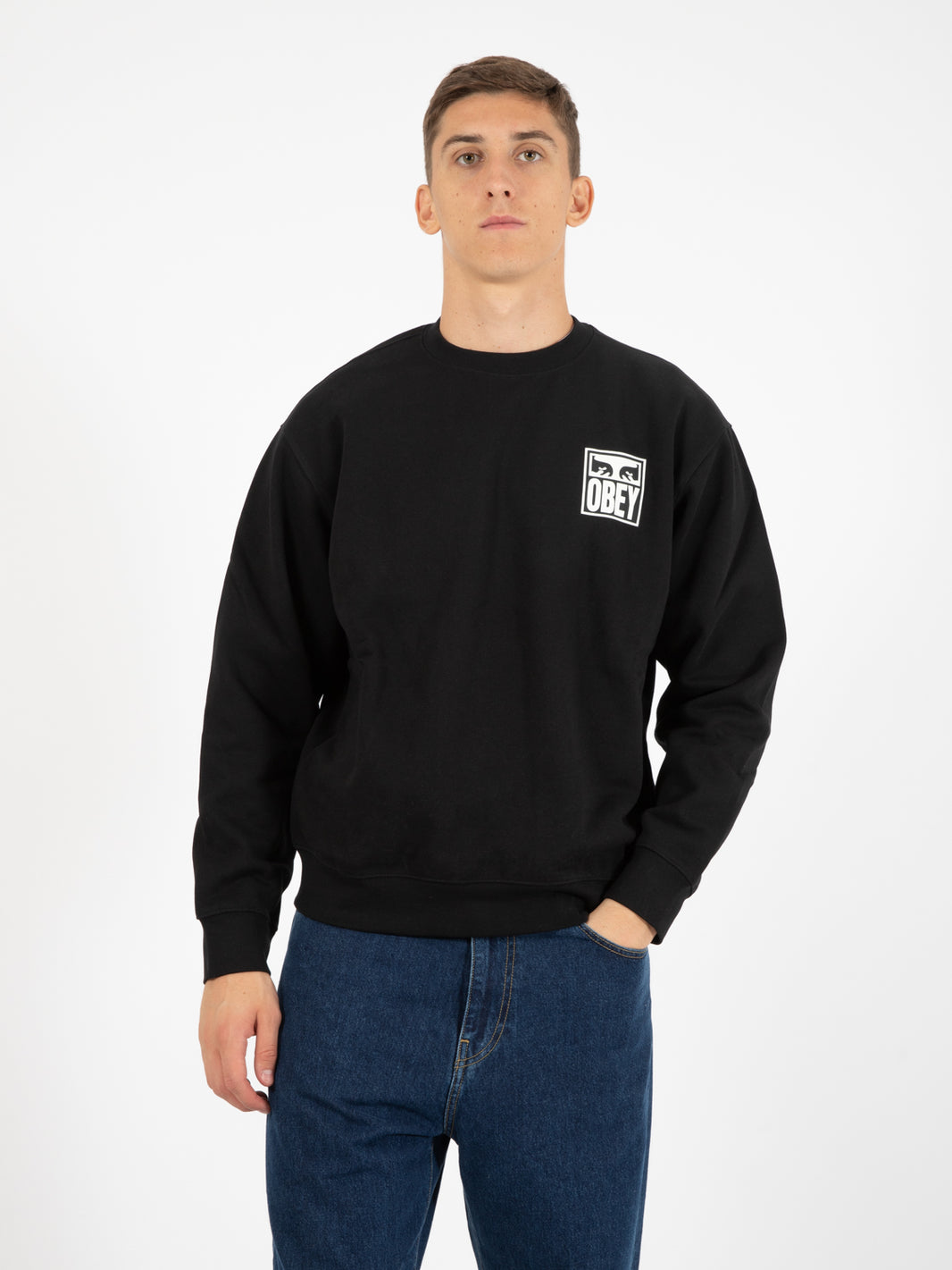 Felpa eyes icon crew fleece black