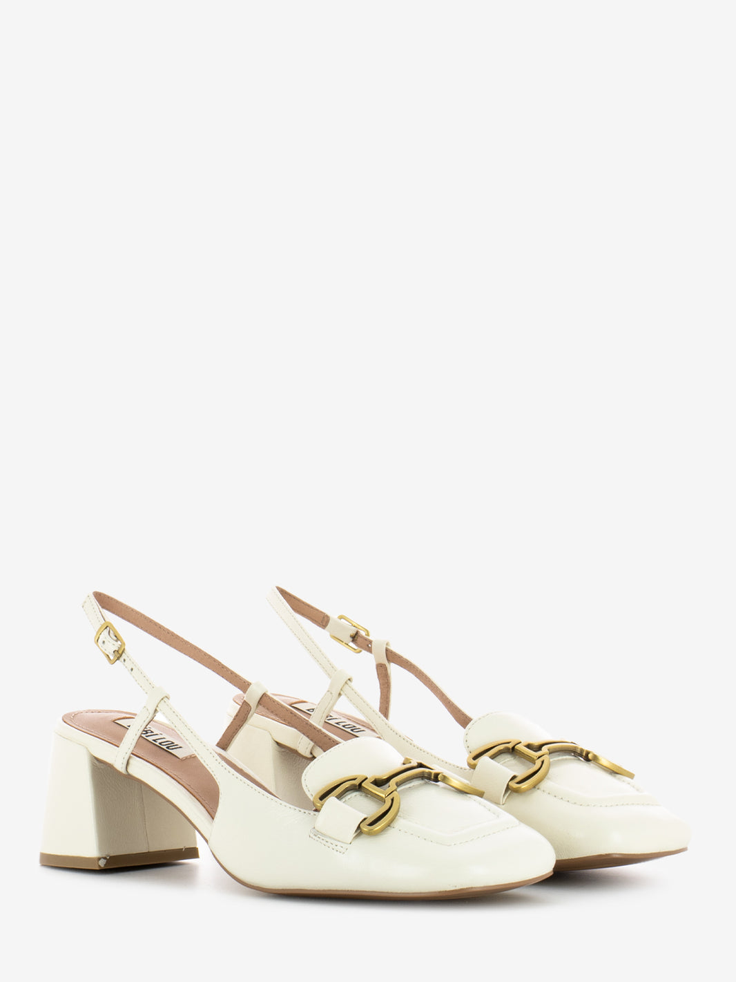 Chanel in pelle con tacco largo bianco
