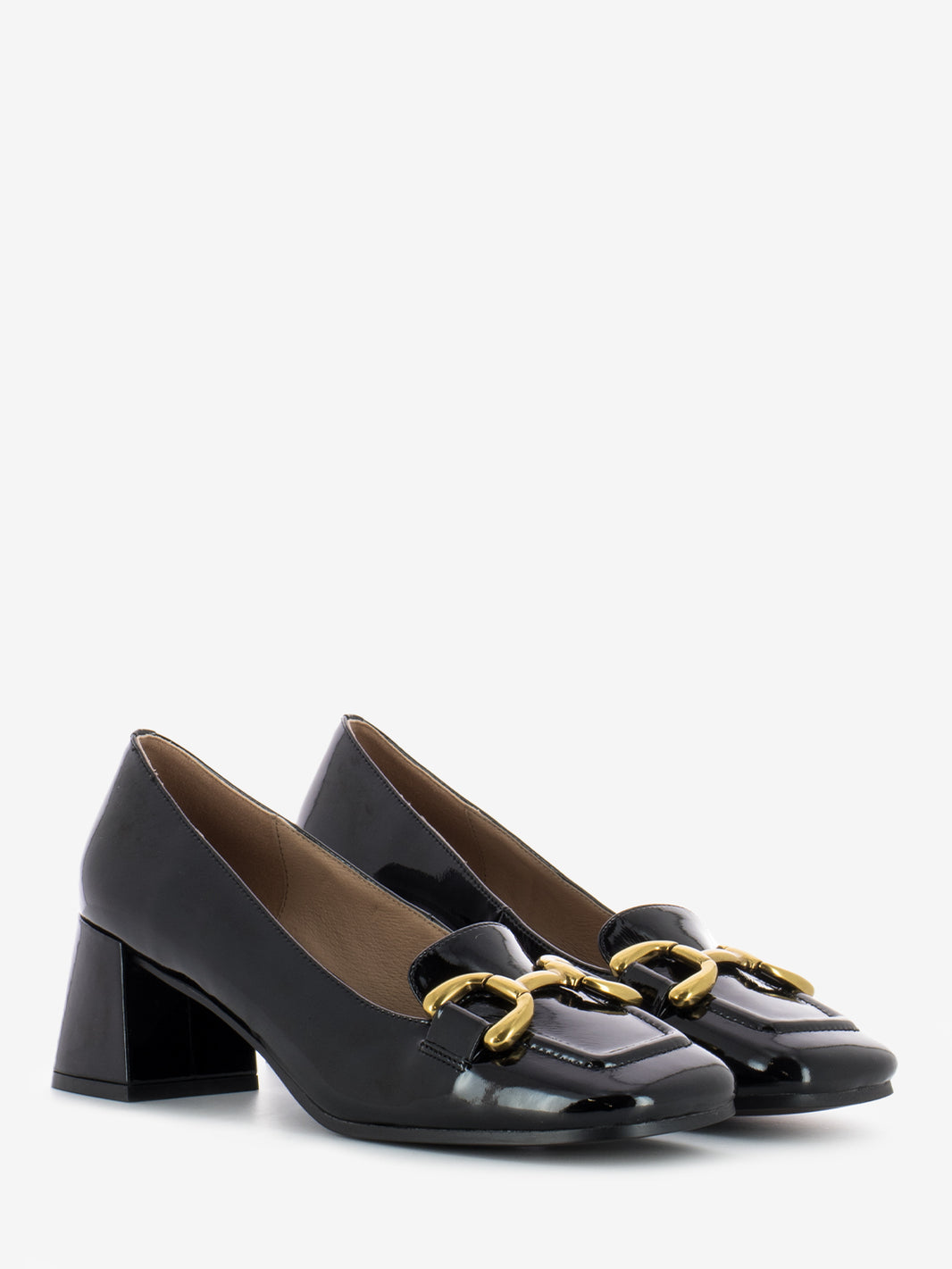 Mocassini con tacco Valencia nero vernice
