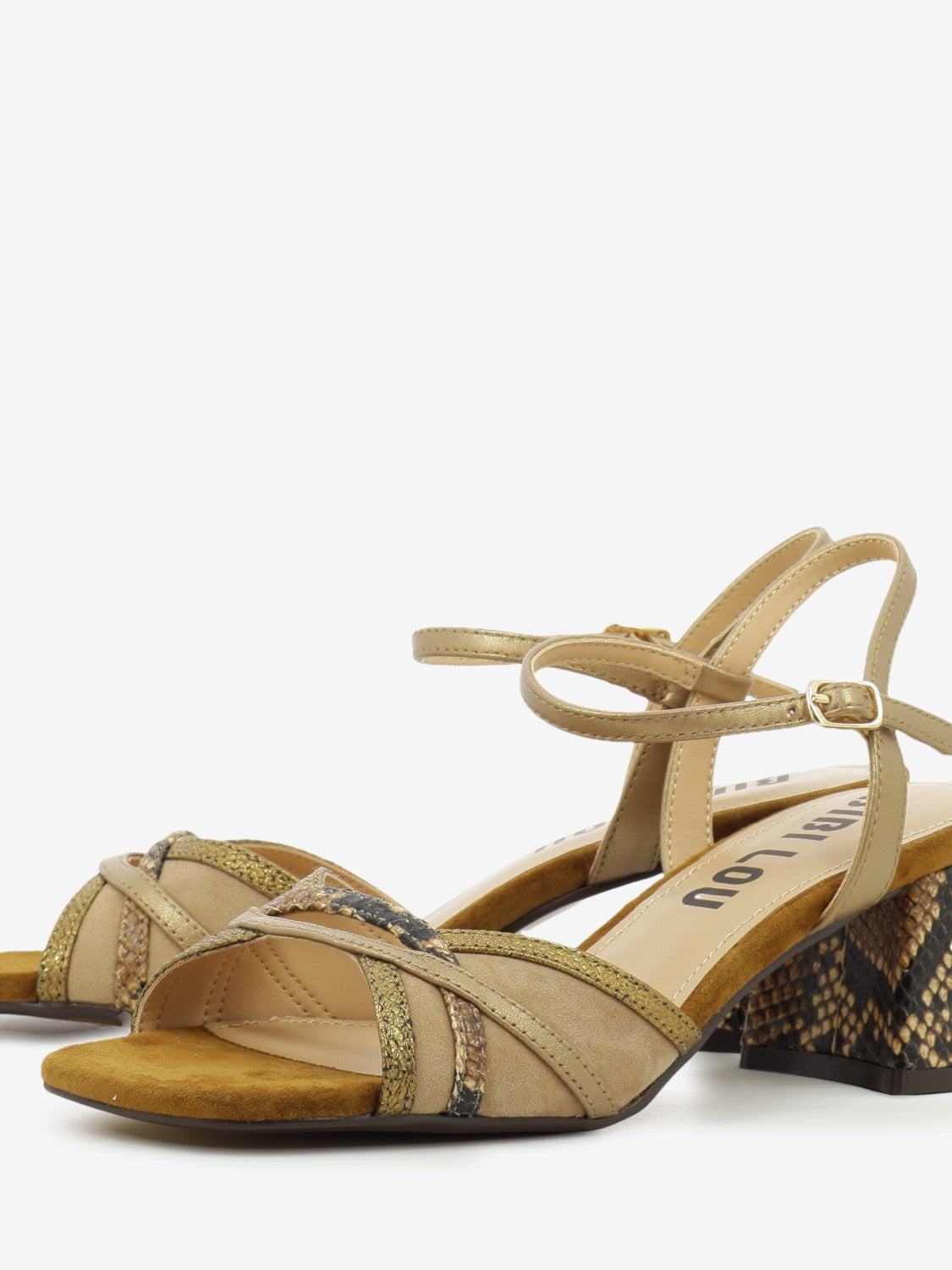 Silou brown / python heeled sandals