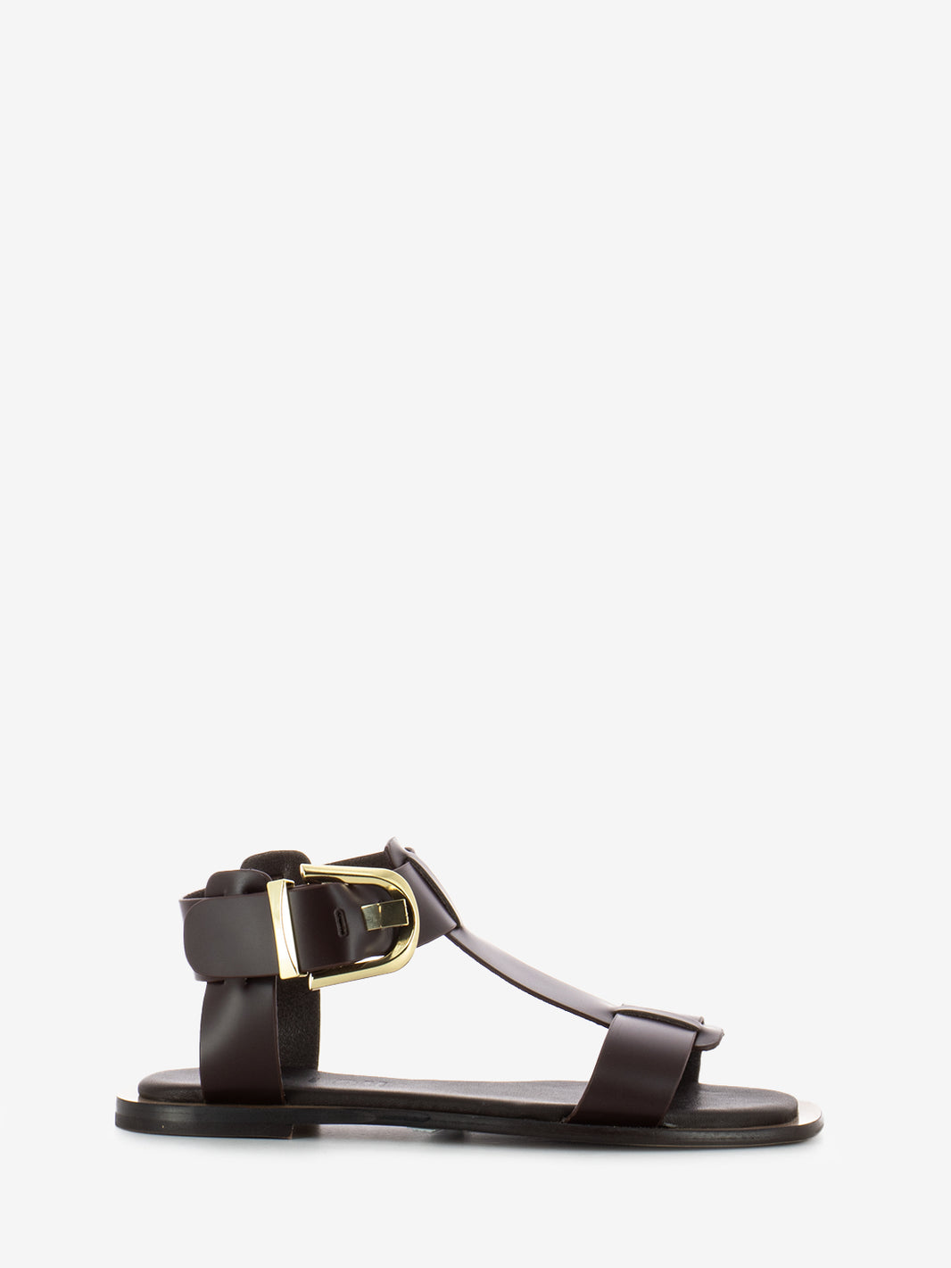 Brown Buckle Leather Sandals