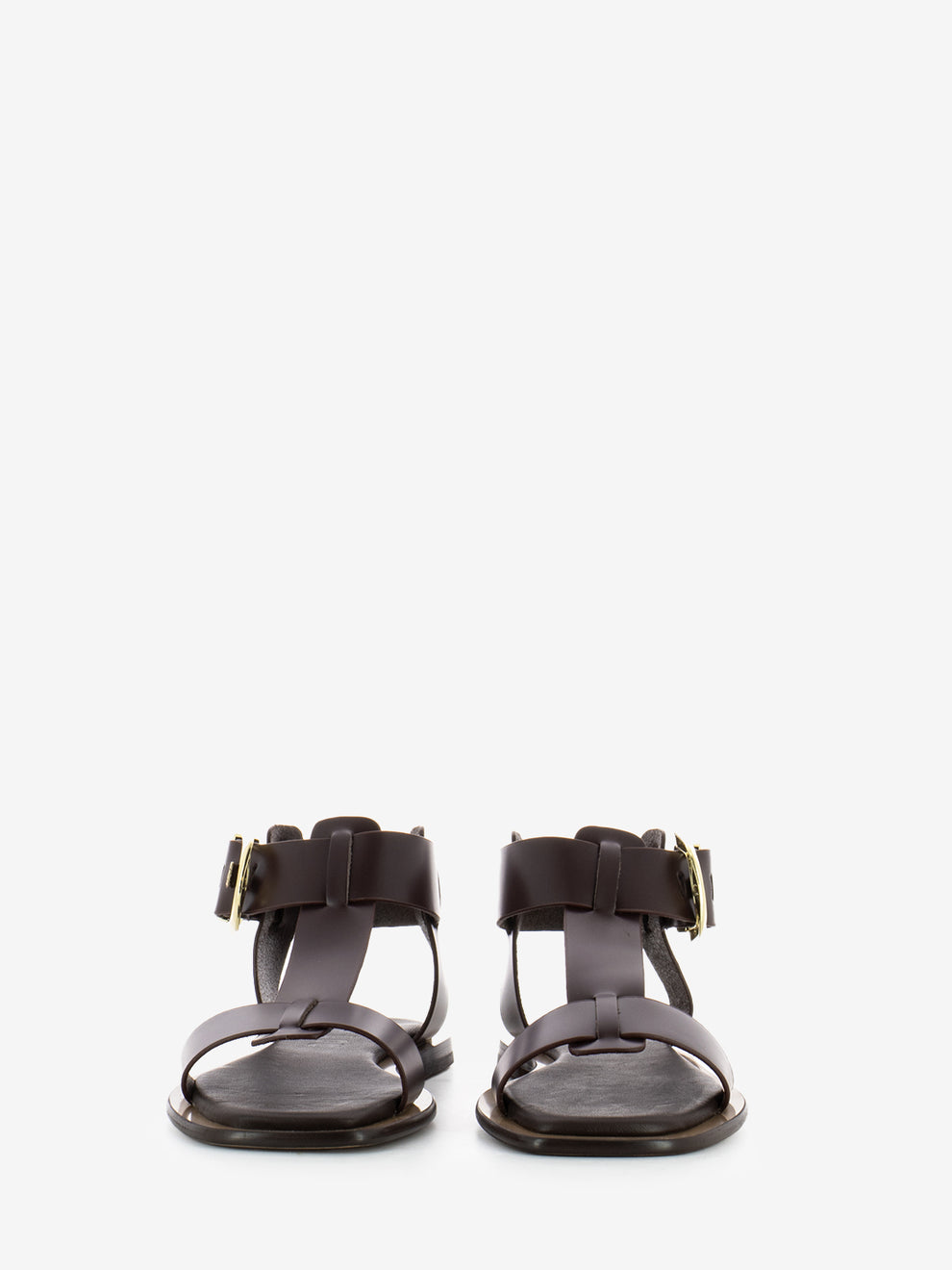 Brown Buckle Leather Sandals