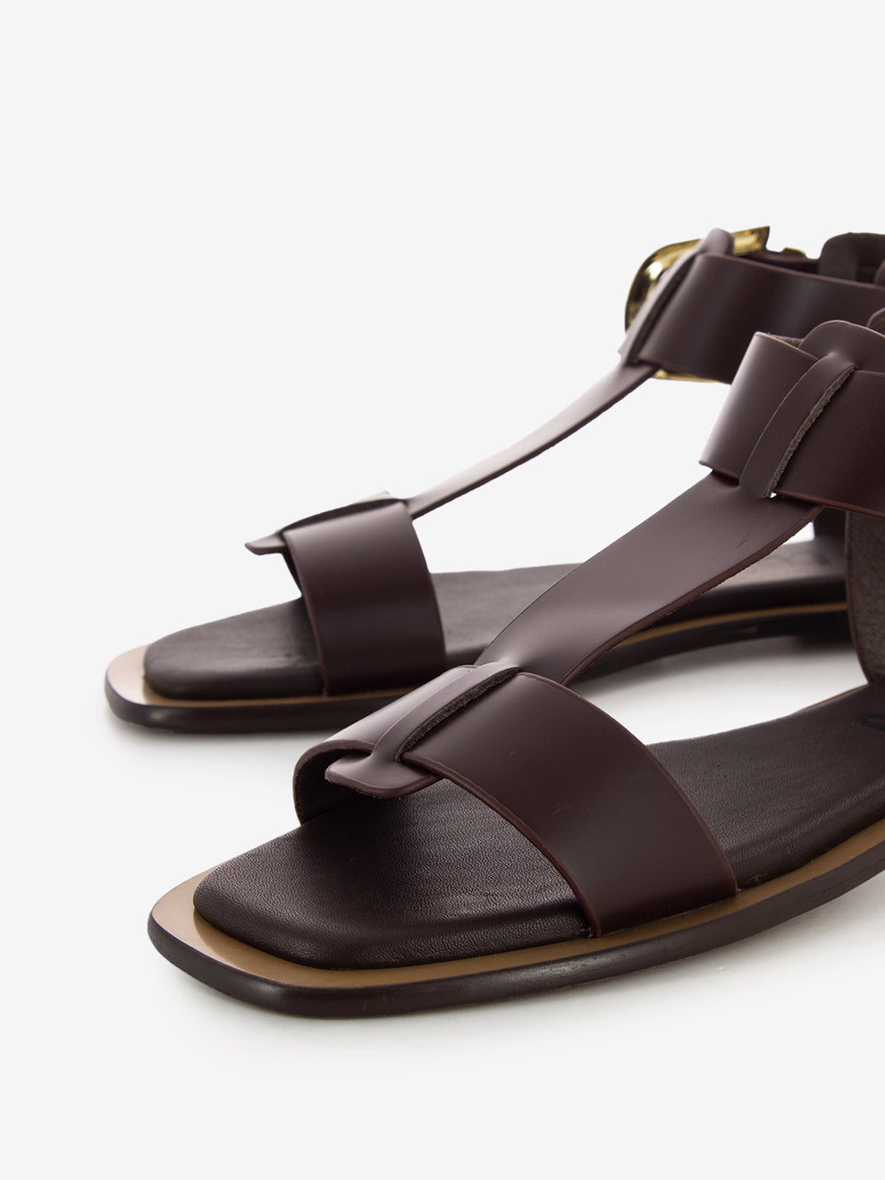 Brown Buckle Leather Sandals