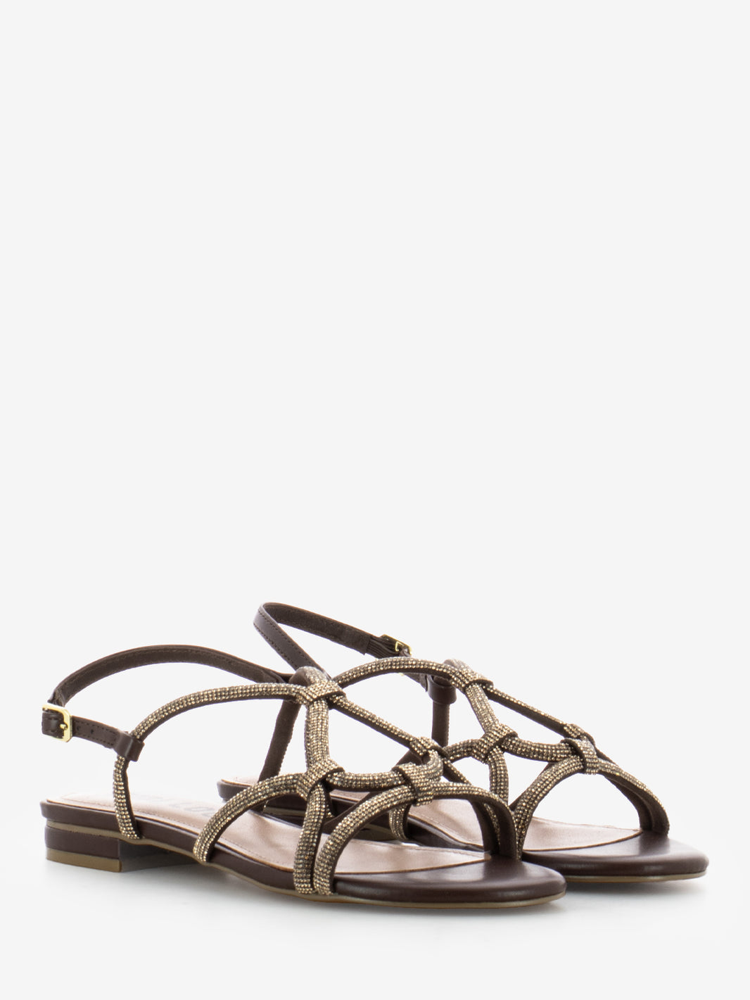 Liv sandals with shiny dark brown stones