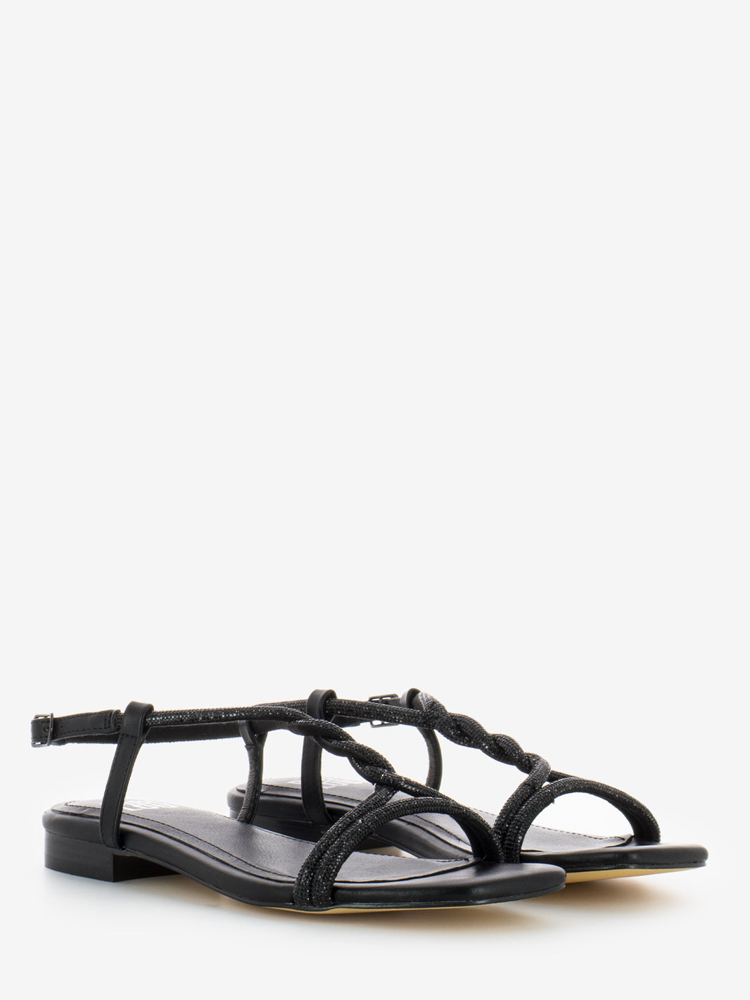 Sandalo basso glitter nero