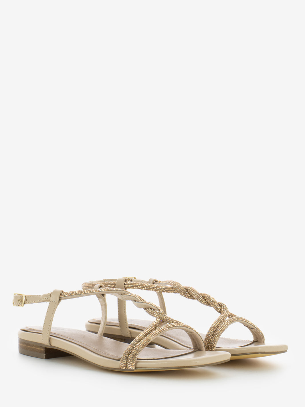 Sandalo basso glitter nude