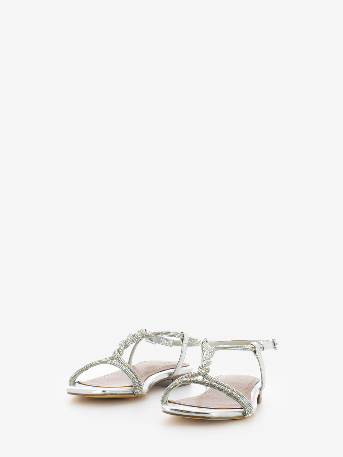Low glitter silver sandal