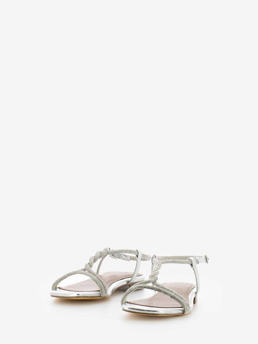 Low glitter silver sandal