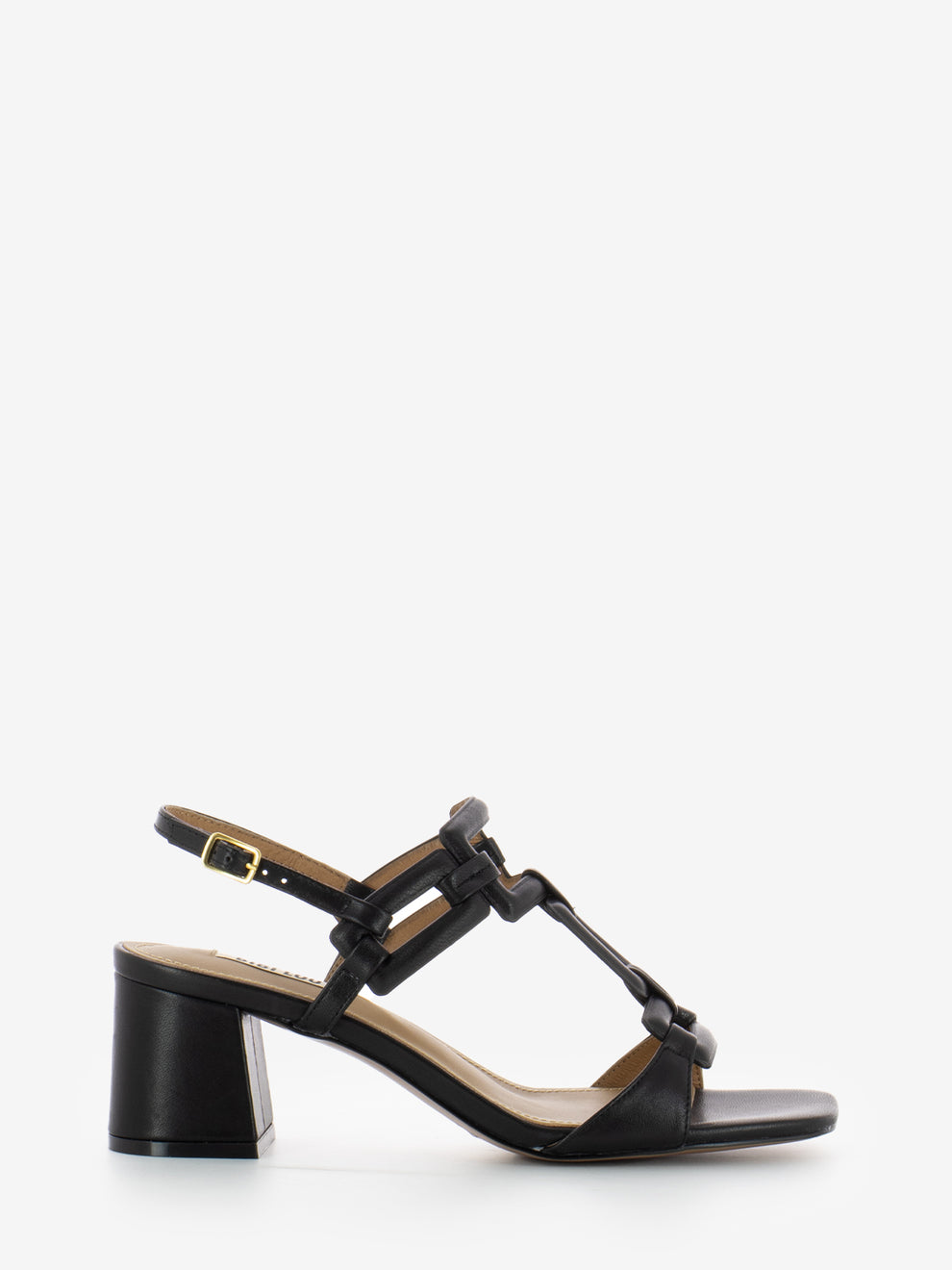 Black geometric band sandal