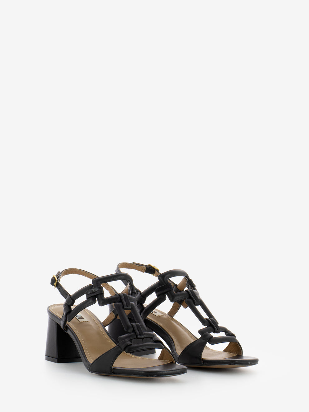 Black geometric band sandal