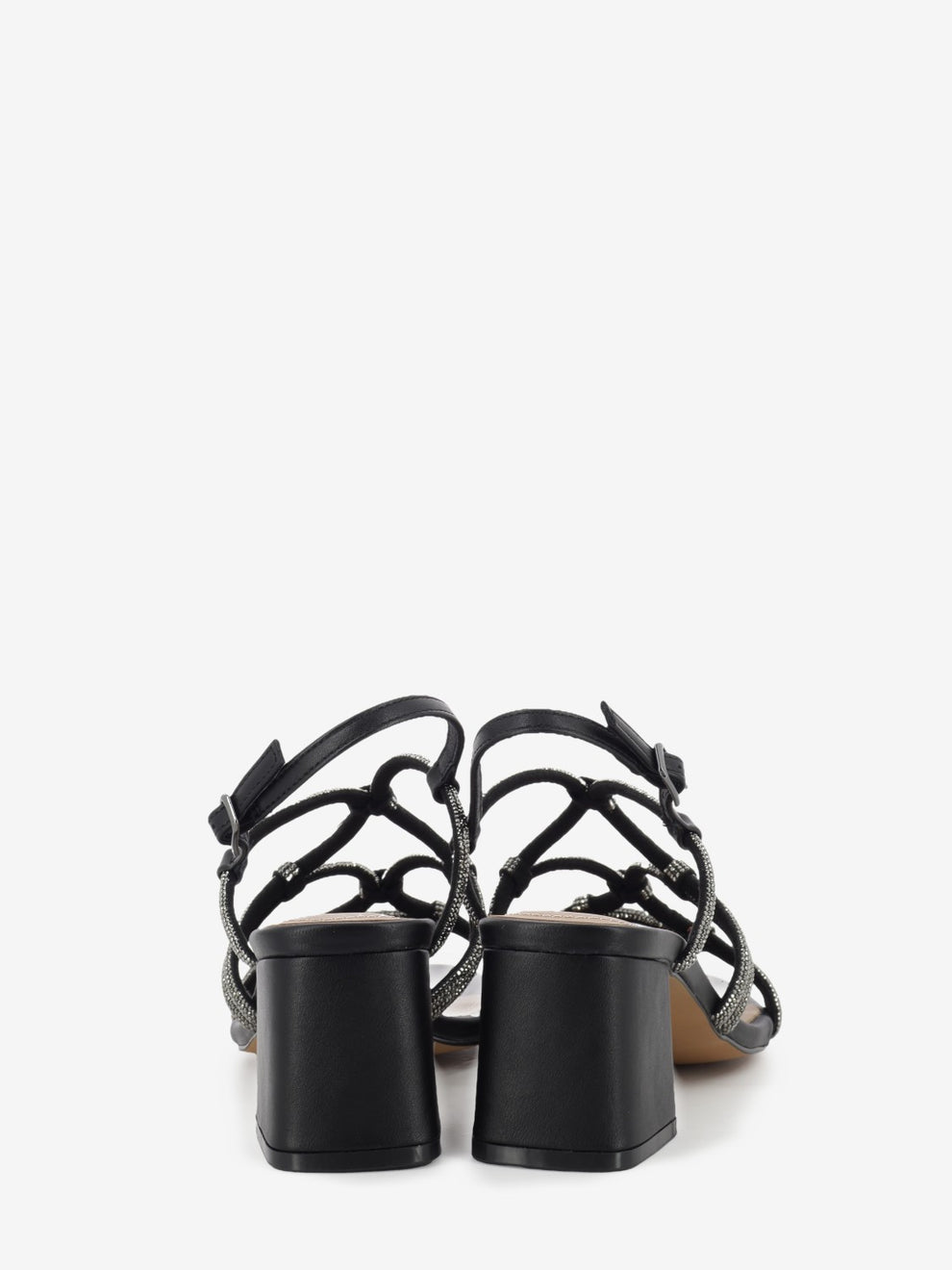 Jeweled black heeled sandal