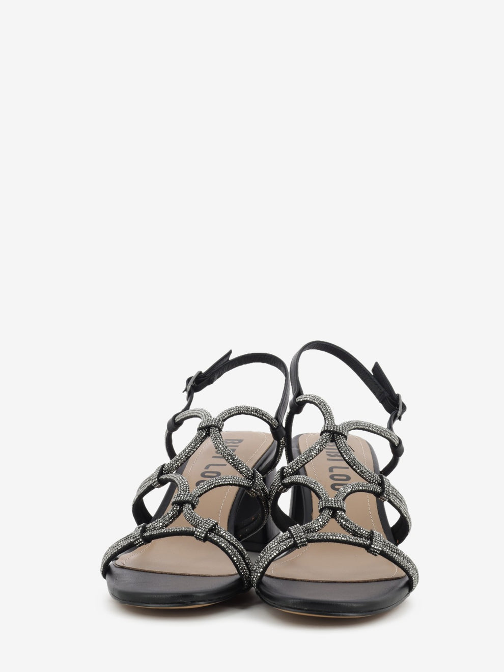Jeweled black heeled sandal