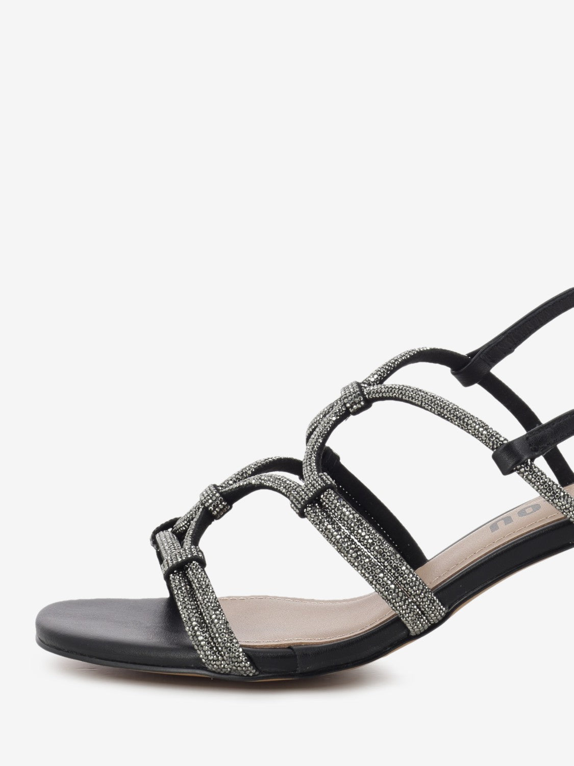 Jeweled black heeled sandal