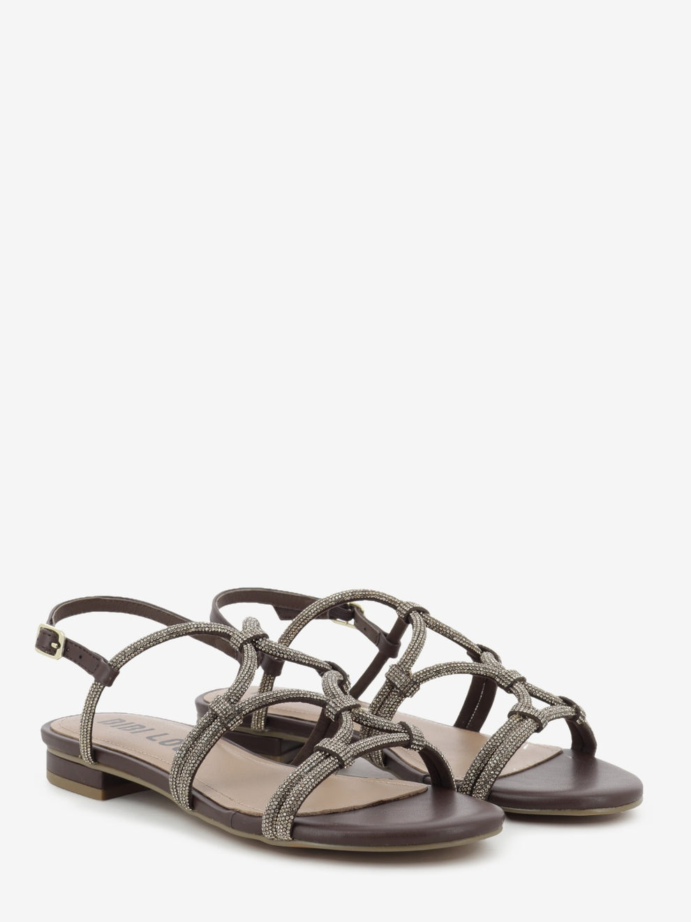 Brown jeweled sandal
