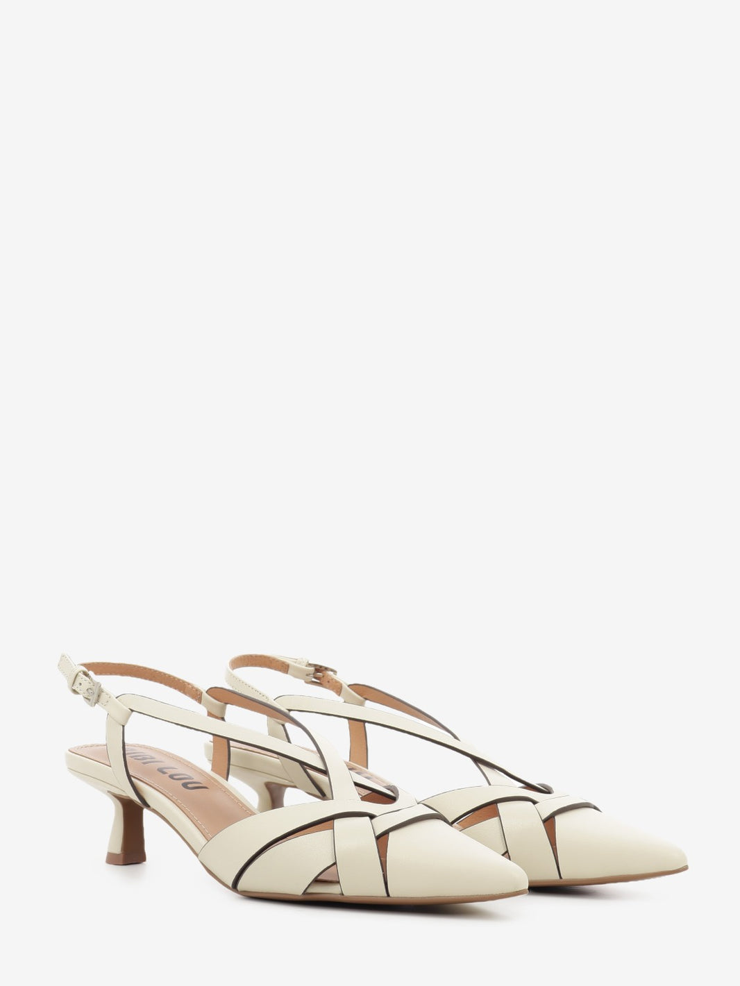 Off-white leather slingback