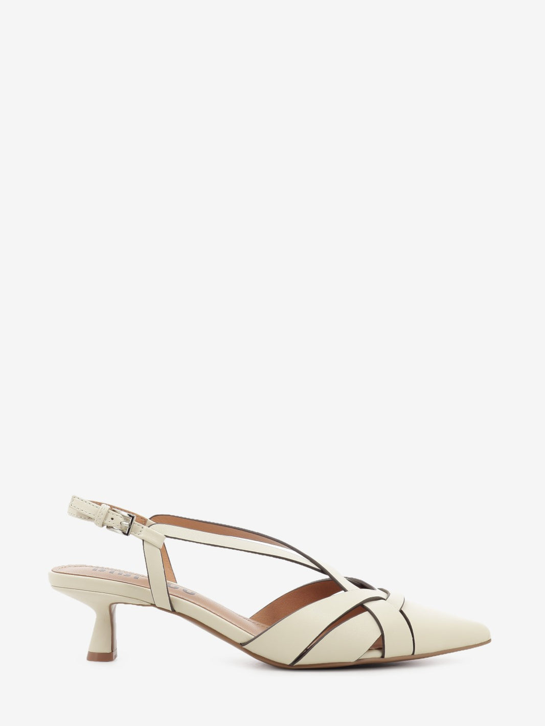 Off-white leather slingback