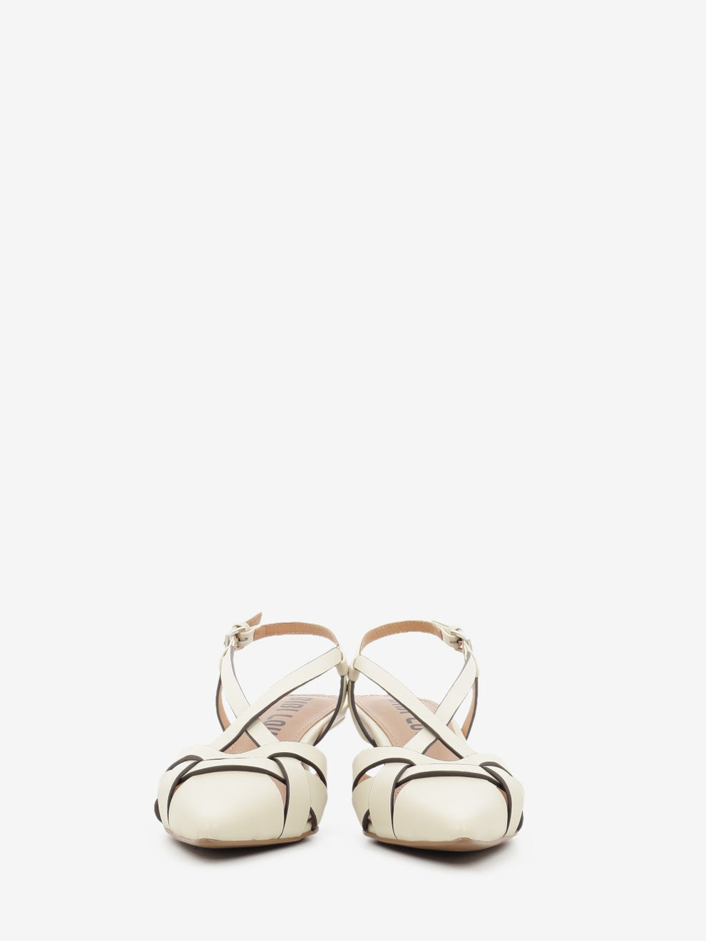 Off-white leather slingback