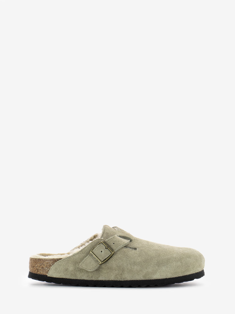 BIRKENSTOCK - Boston suede shearling taupe