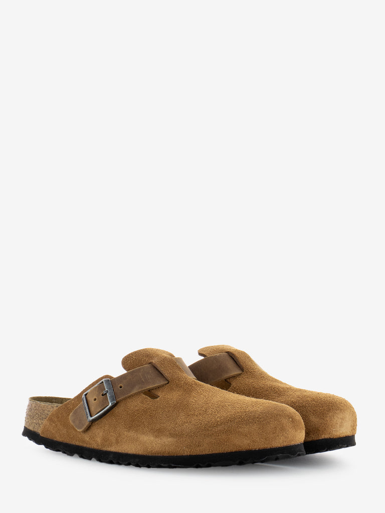 BIRKENSTOCK - Ciabatta Boston suede oiled leather cognac