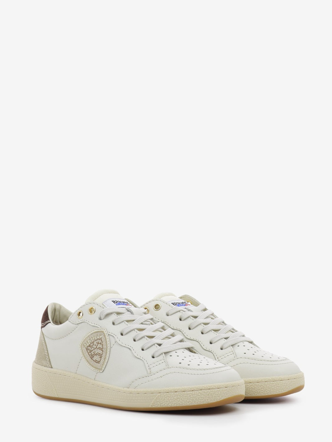 Sneakers in pelle white / brown