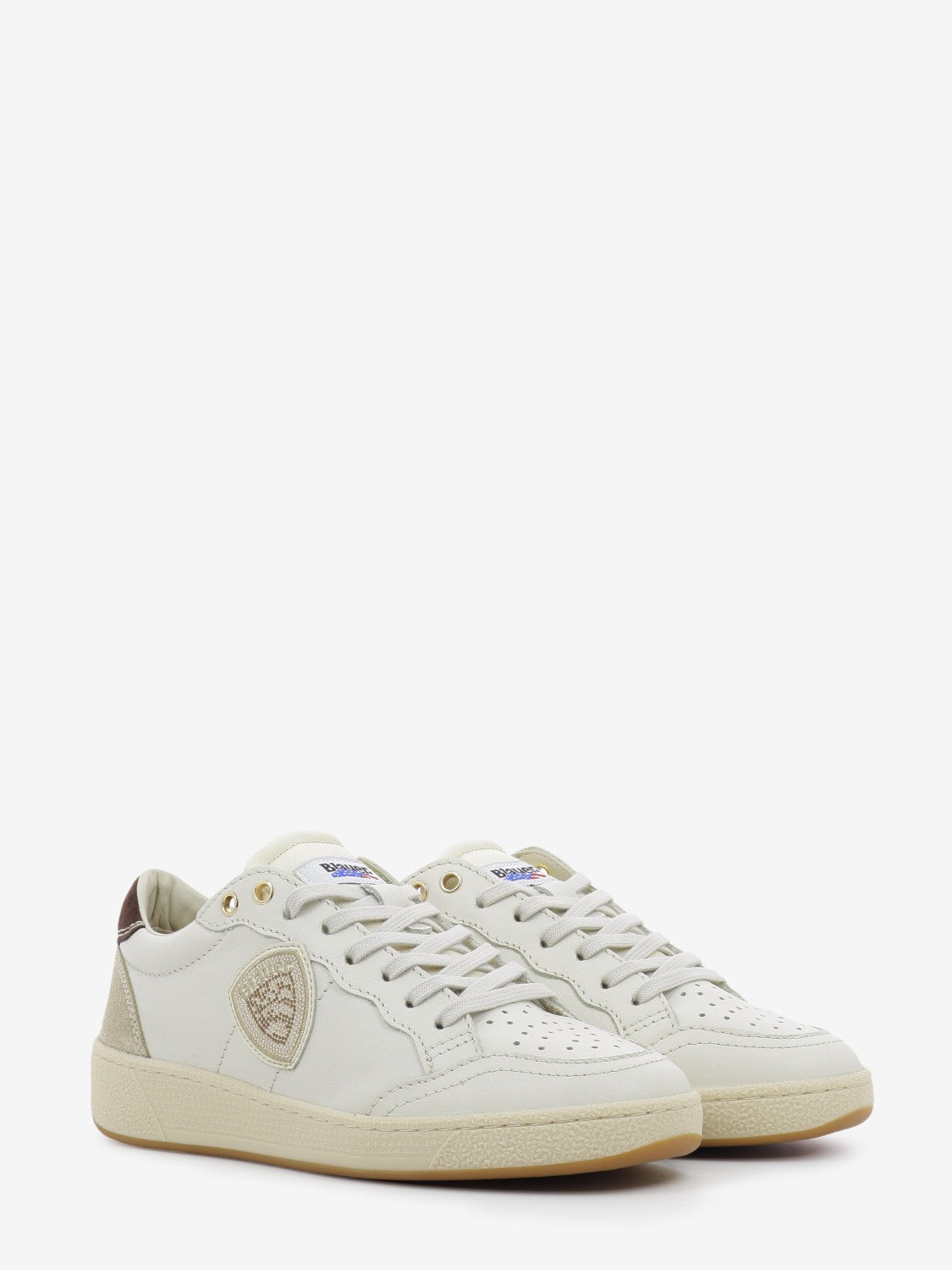 Sneakers in pelle white / brown