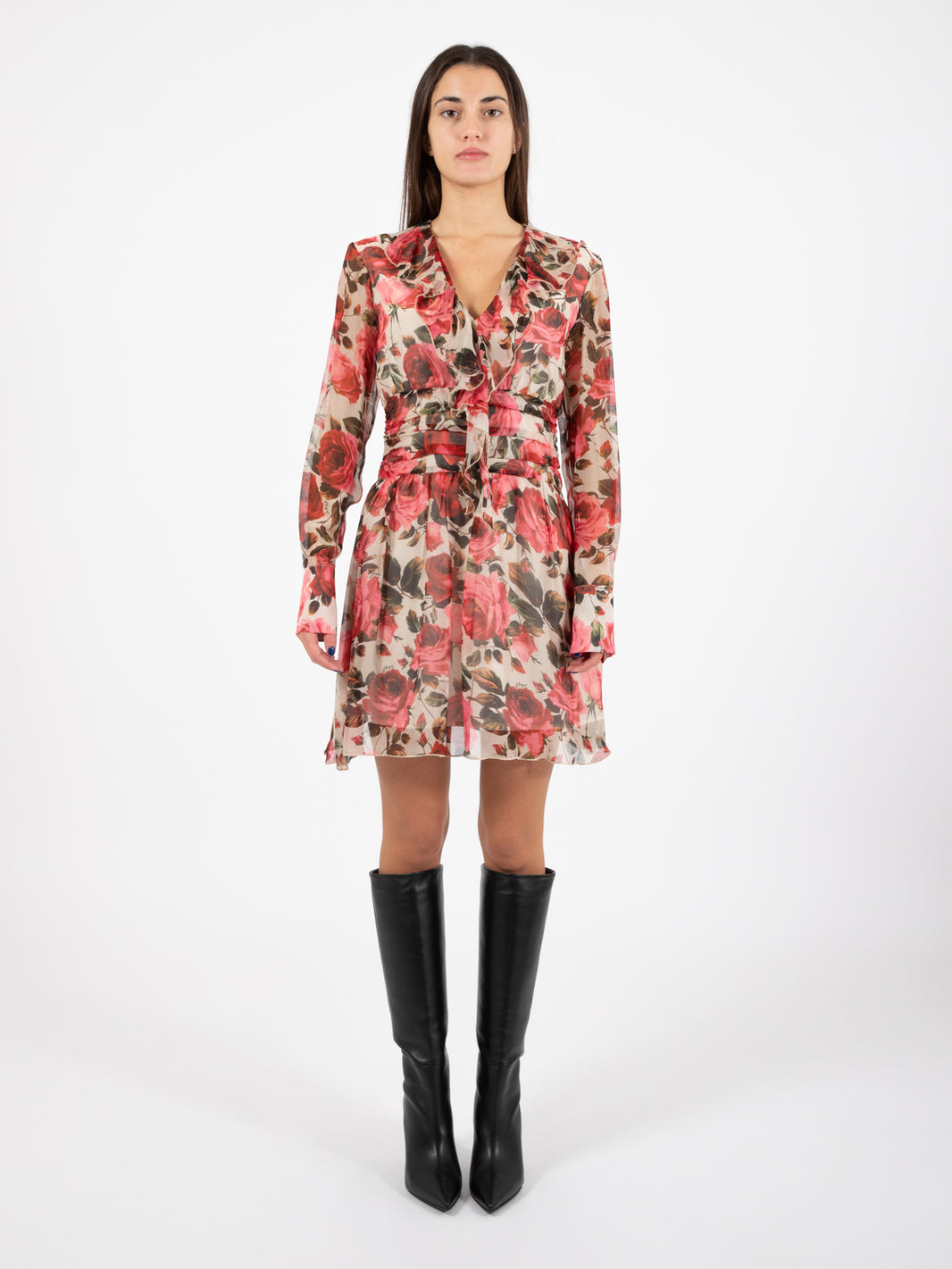 Deep roses multicolor short dress