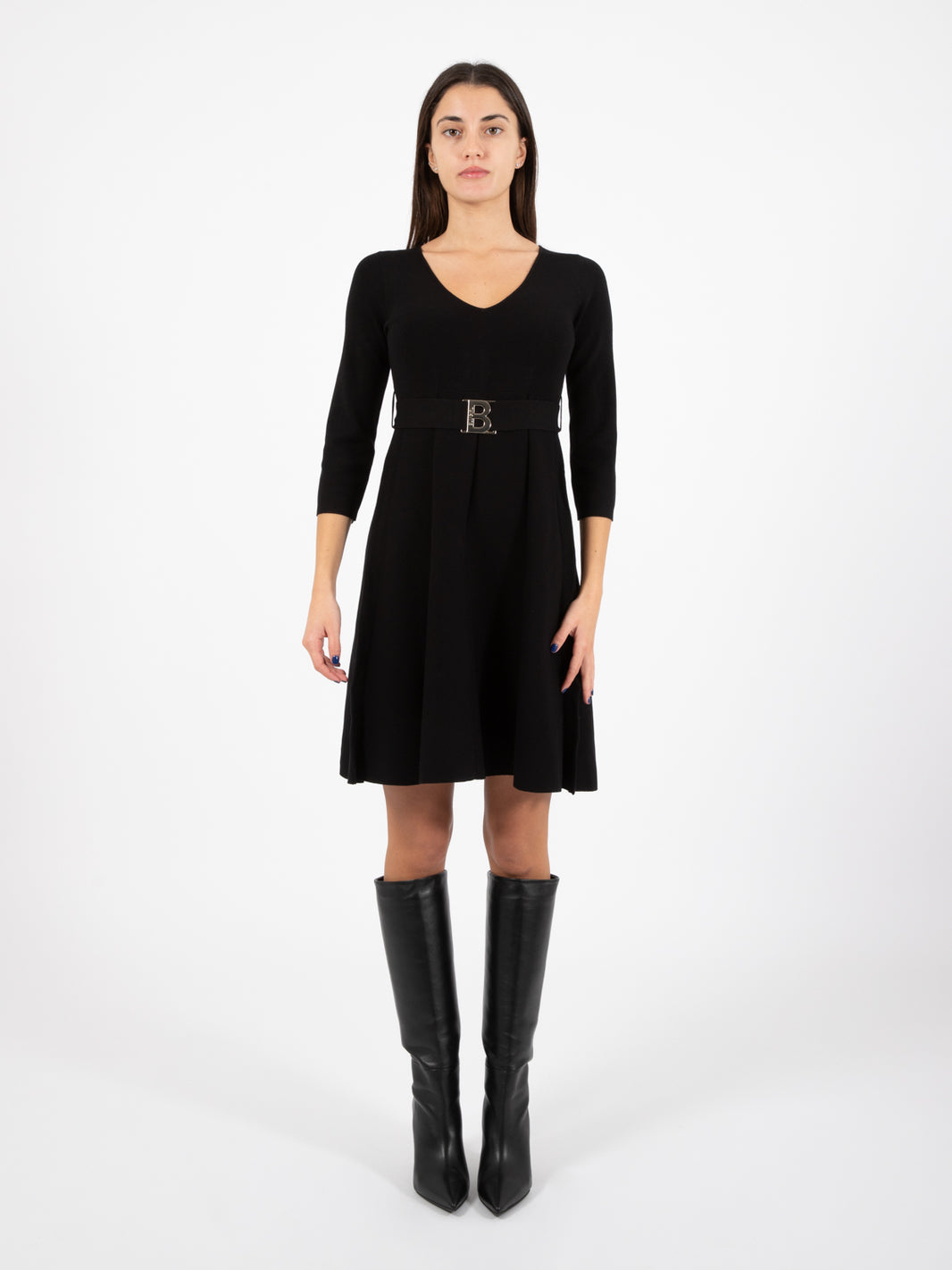 Black wide skirt dress