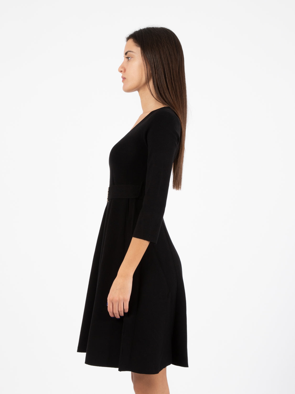 Black wide skirt dress