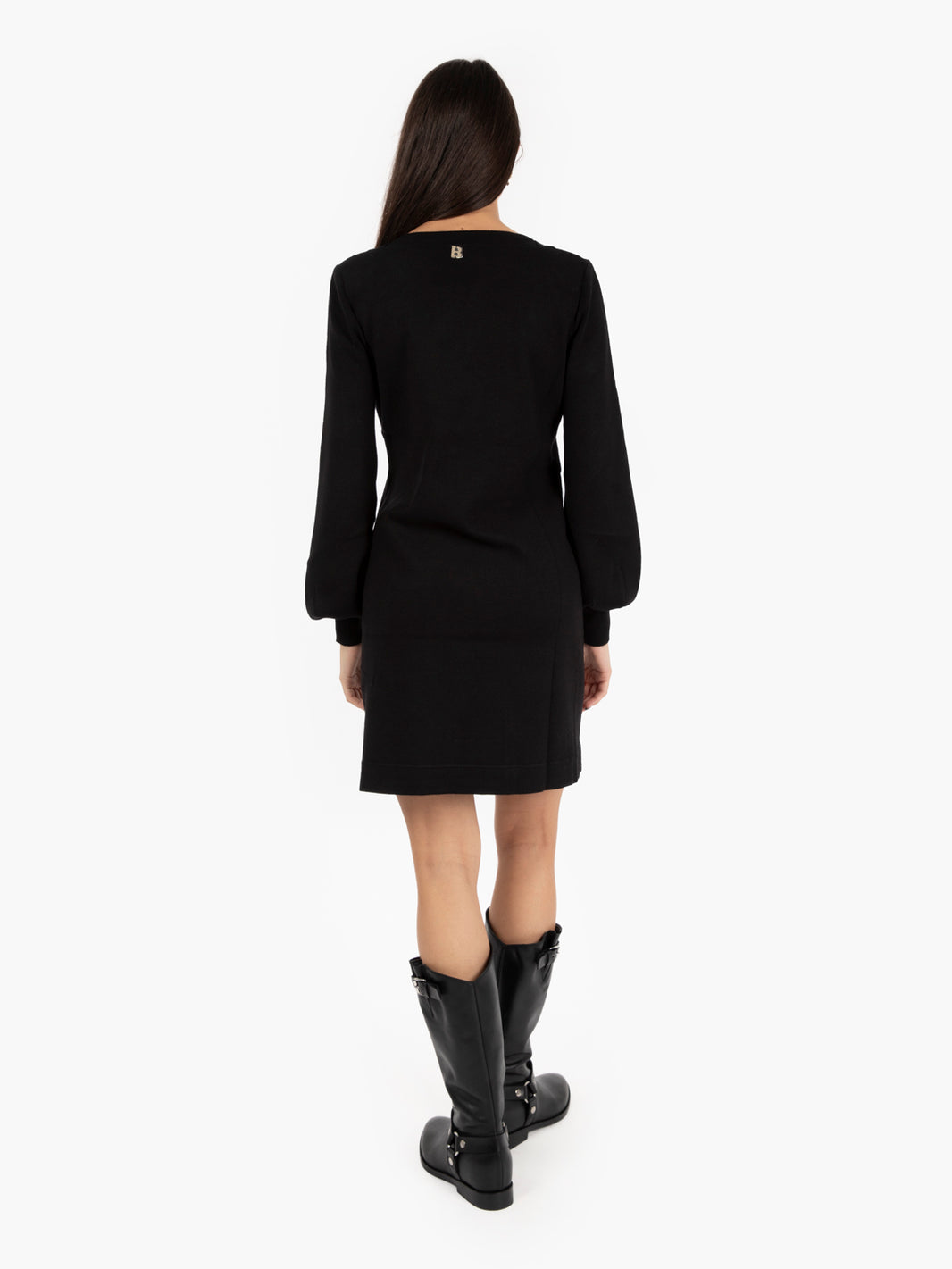 Black Button Up Knit Short Dress