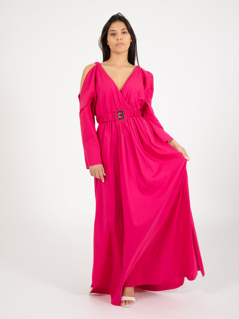 BLUGIRL - Abito lungo con cintura deep pink