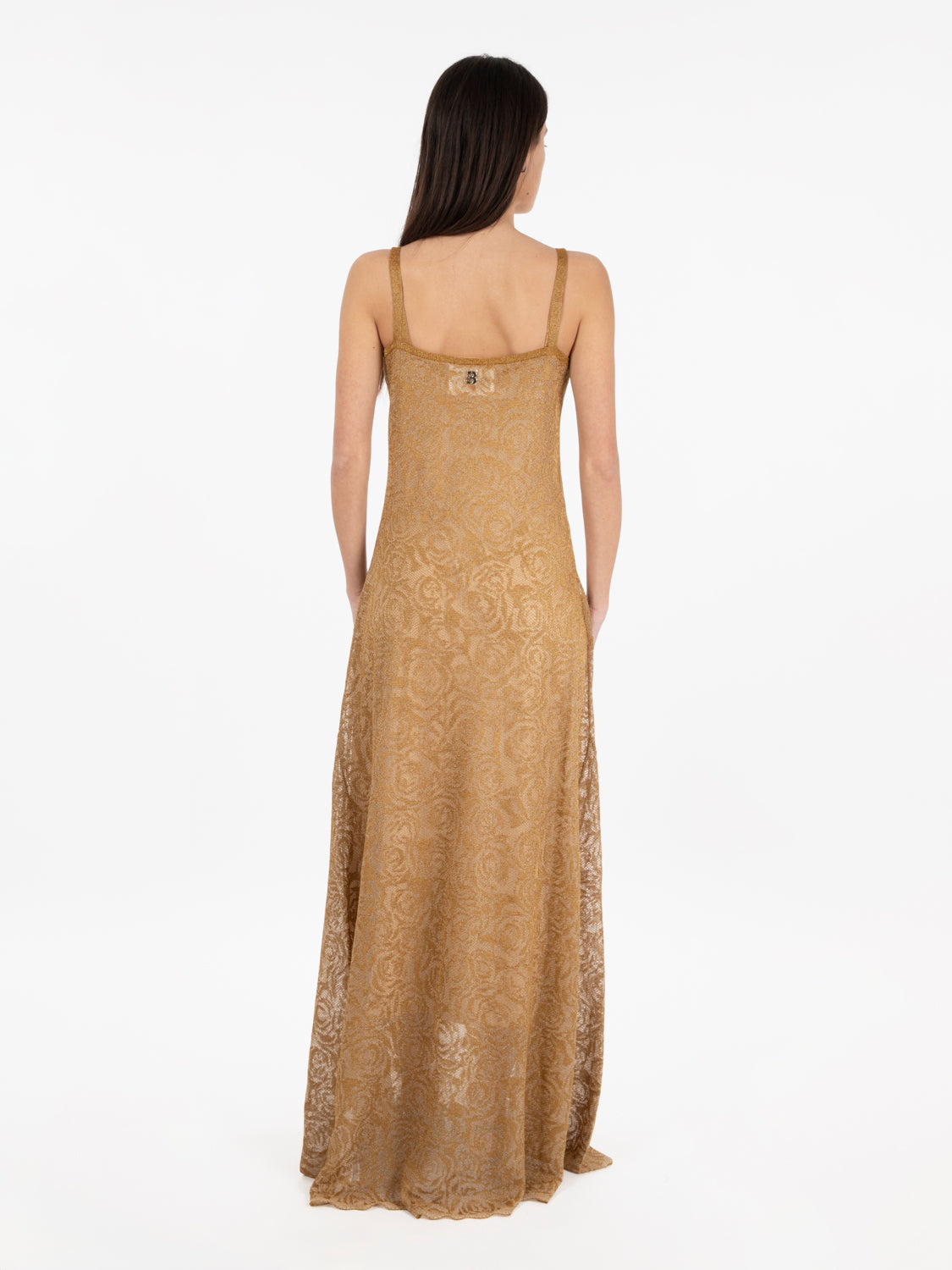 Long dress with gold rose motif