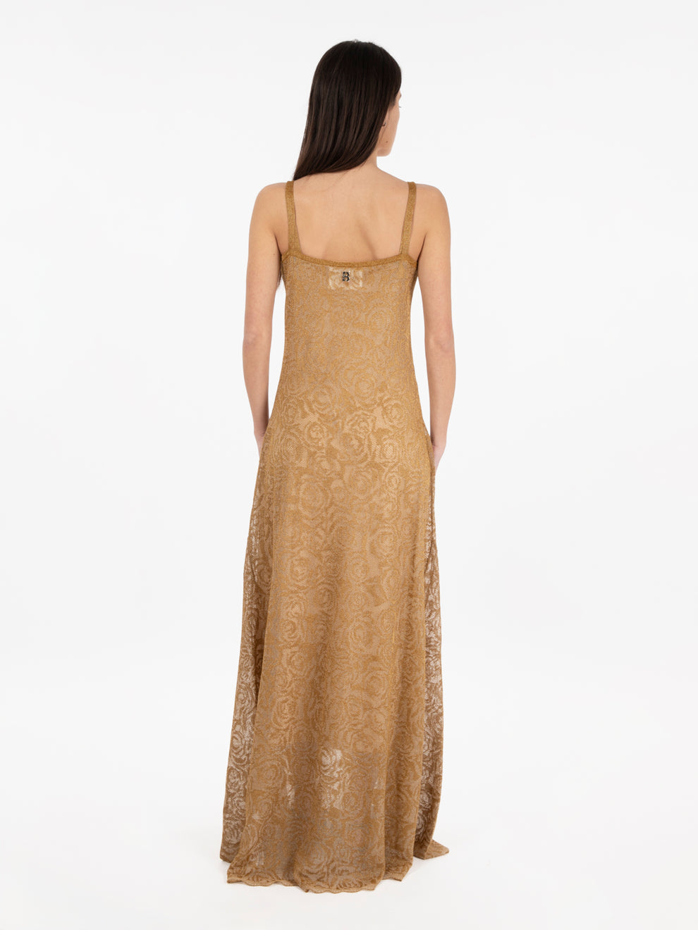 Long dress with gold rose motif