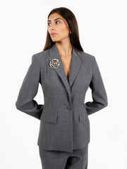 BLUGIRL - Blazer sfiancato con spilla melange