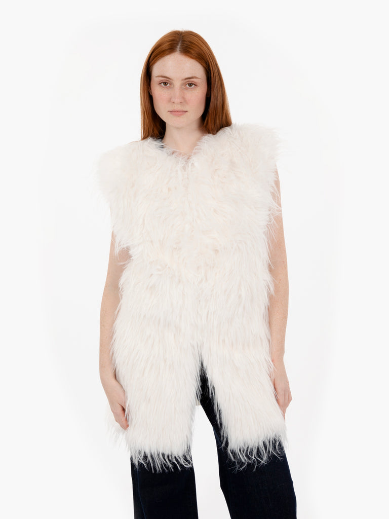 BLUGIRL - Gilet Chalk furry in maglia panna