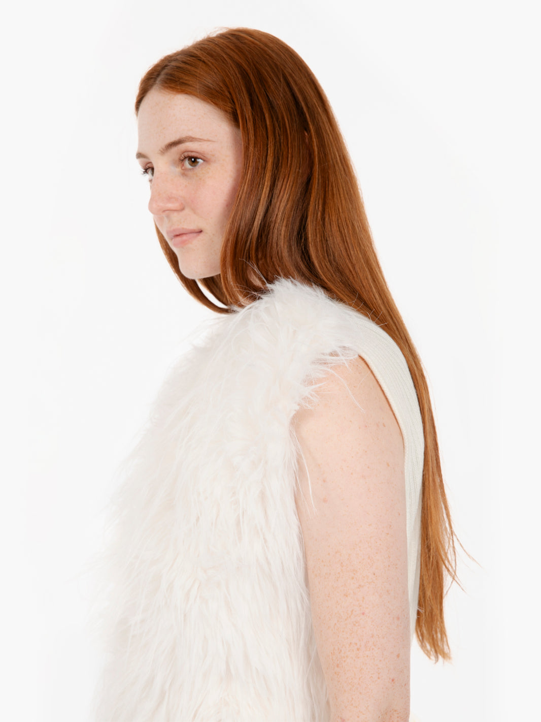 Gilet Chalk furry in maglia panna