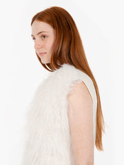 BLUGIRL - Gilet Chalk furry in maglia panna