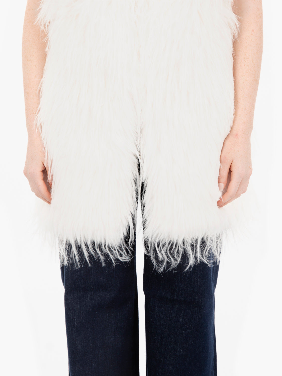 Gilet Chalk furry in maglia panna