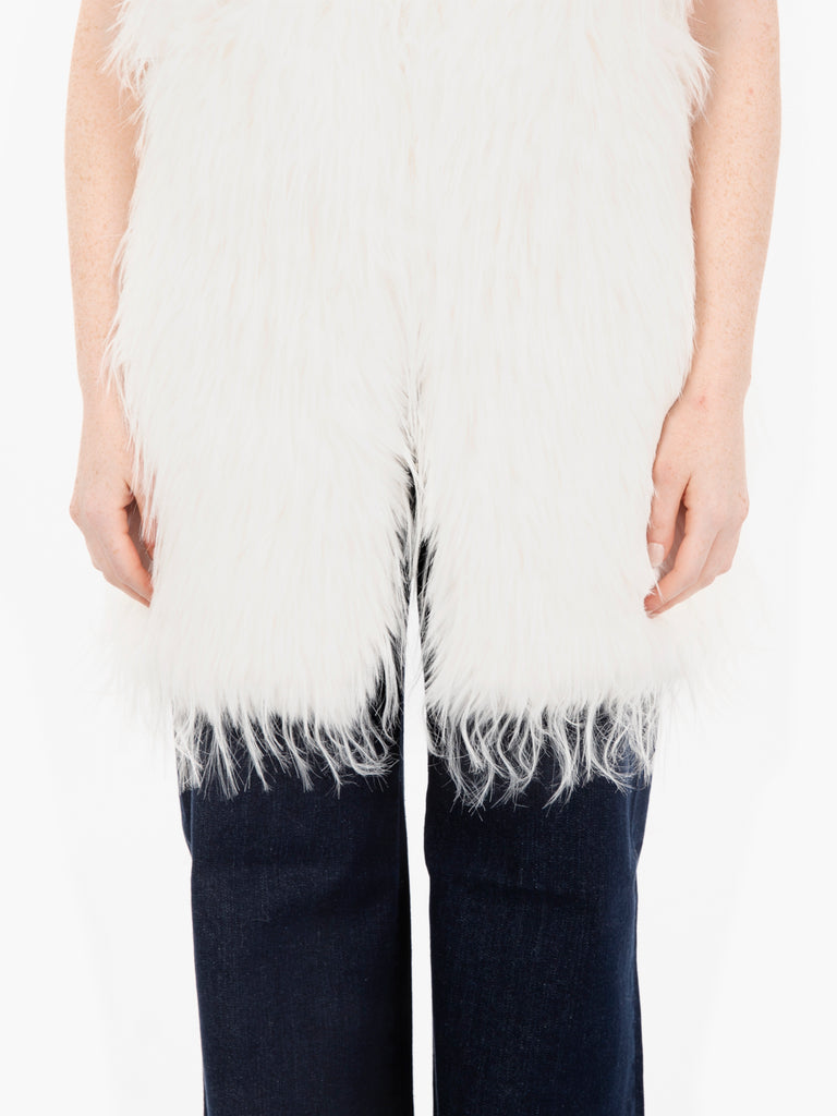 BLUGIRL - Gilet Chalk furry in maglia panna