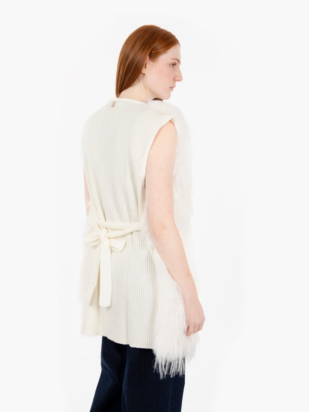 Gilet Chalk furry in maglia panna