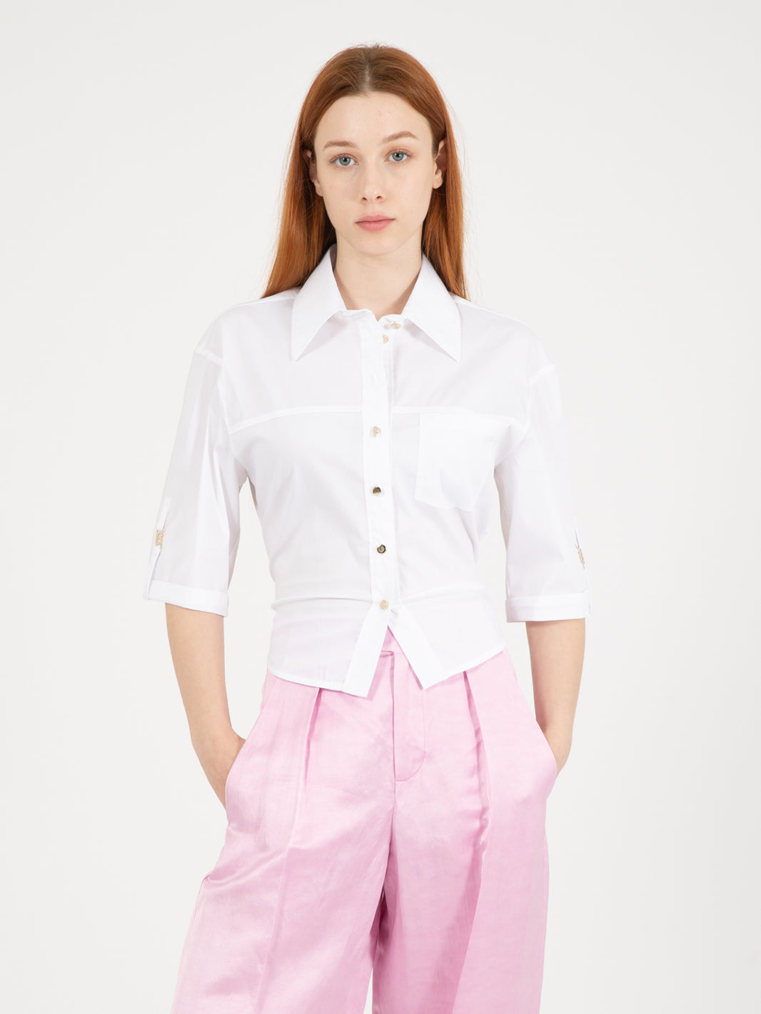 Optical white crop shirt