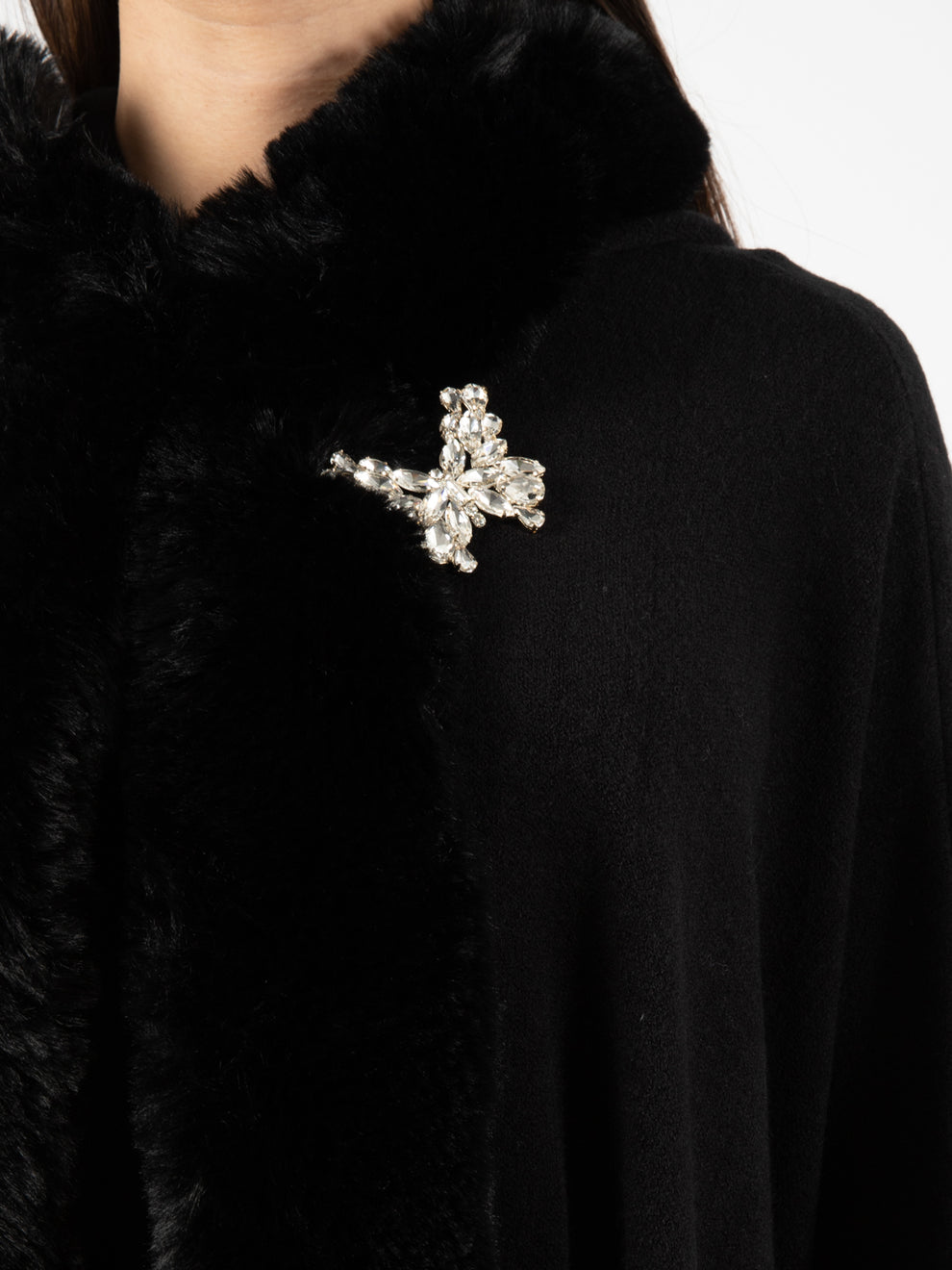 Cappa faux fur nero