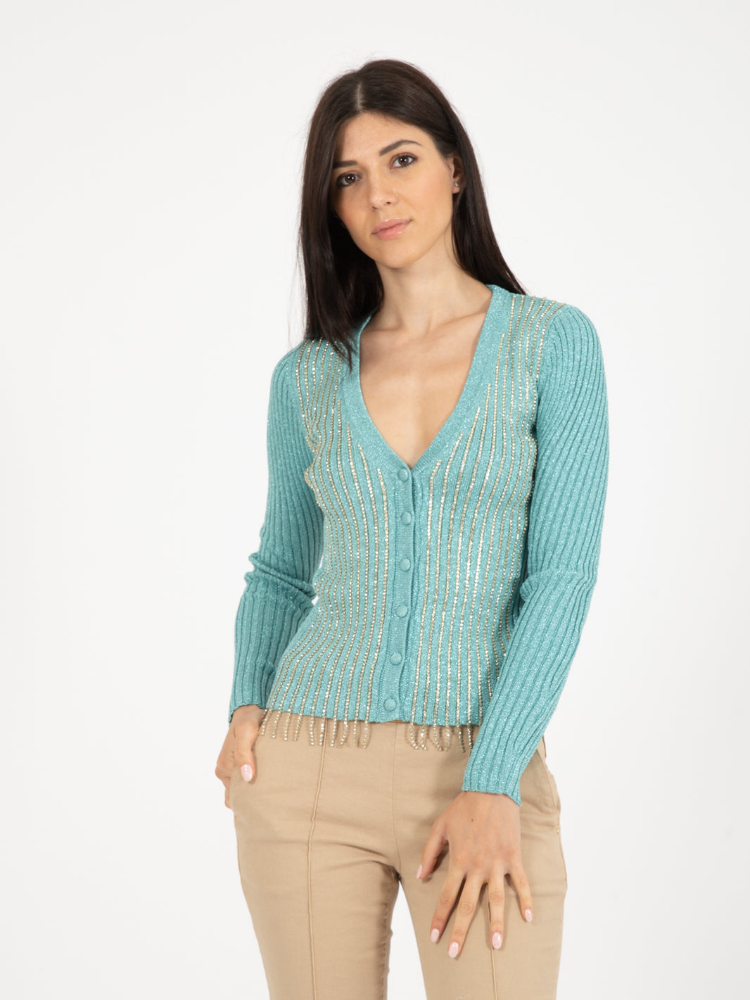 Cardigan with rhinestone inserts goutte lux